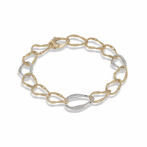 Marco Bicego Marrakech Onde Collection 18k Yellow and White Gold and Diamond Twist Link Bracelet