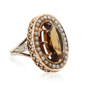 Quartz and Seed Pearl Ring