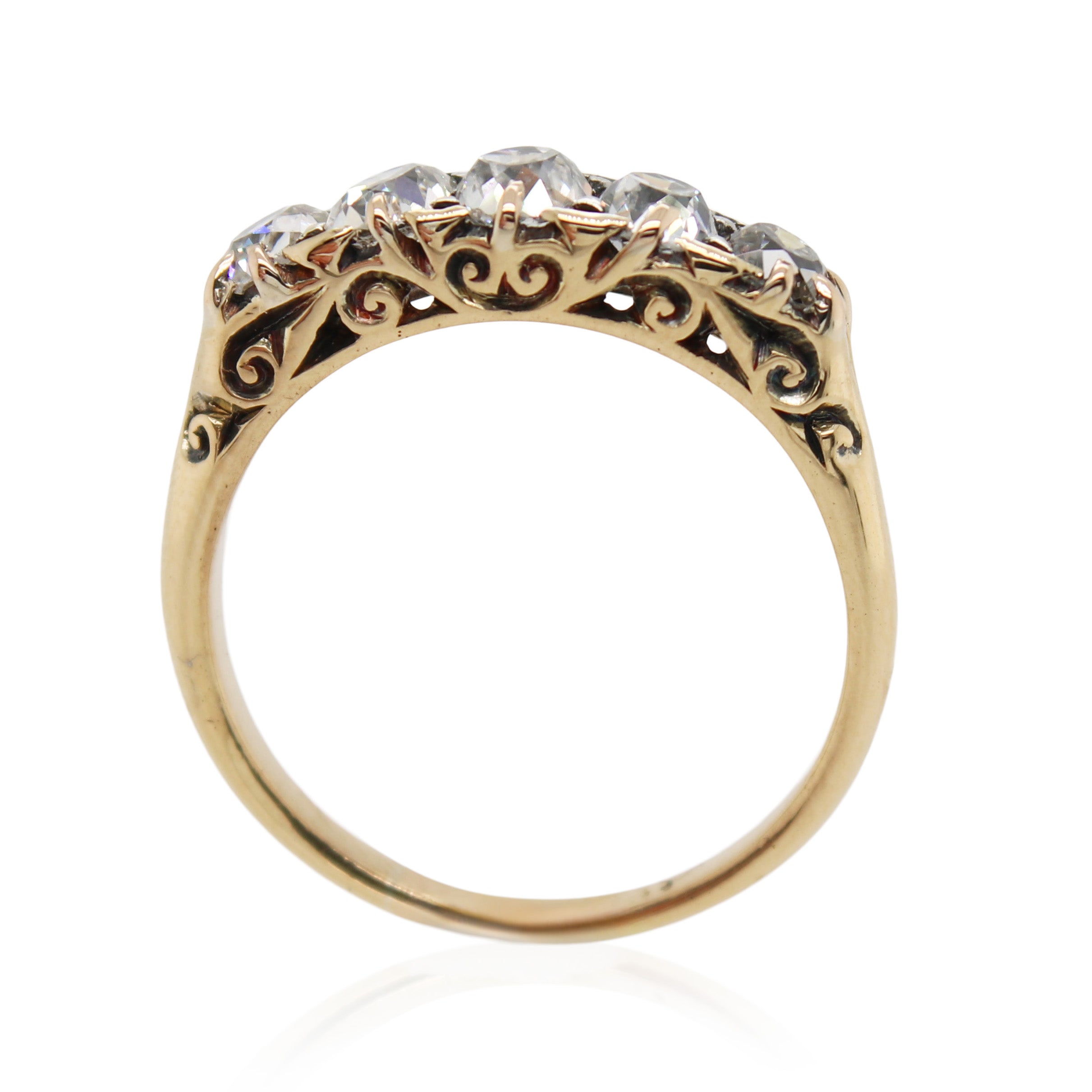 Yellow Gold 5 Stone Old Mine Cut Diamond