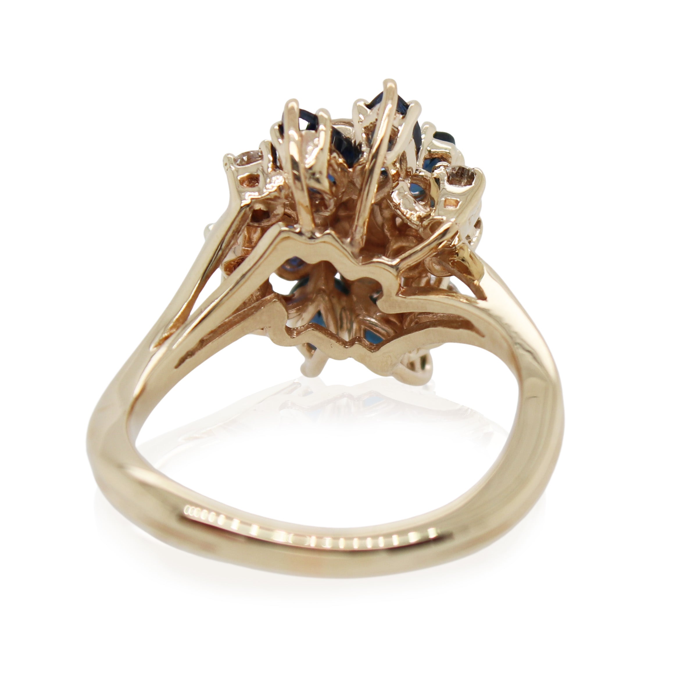 Yellow Gold Sapphire and Diamond Cluster Ring