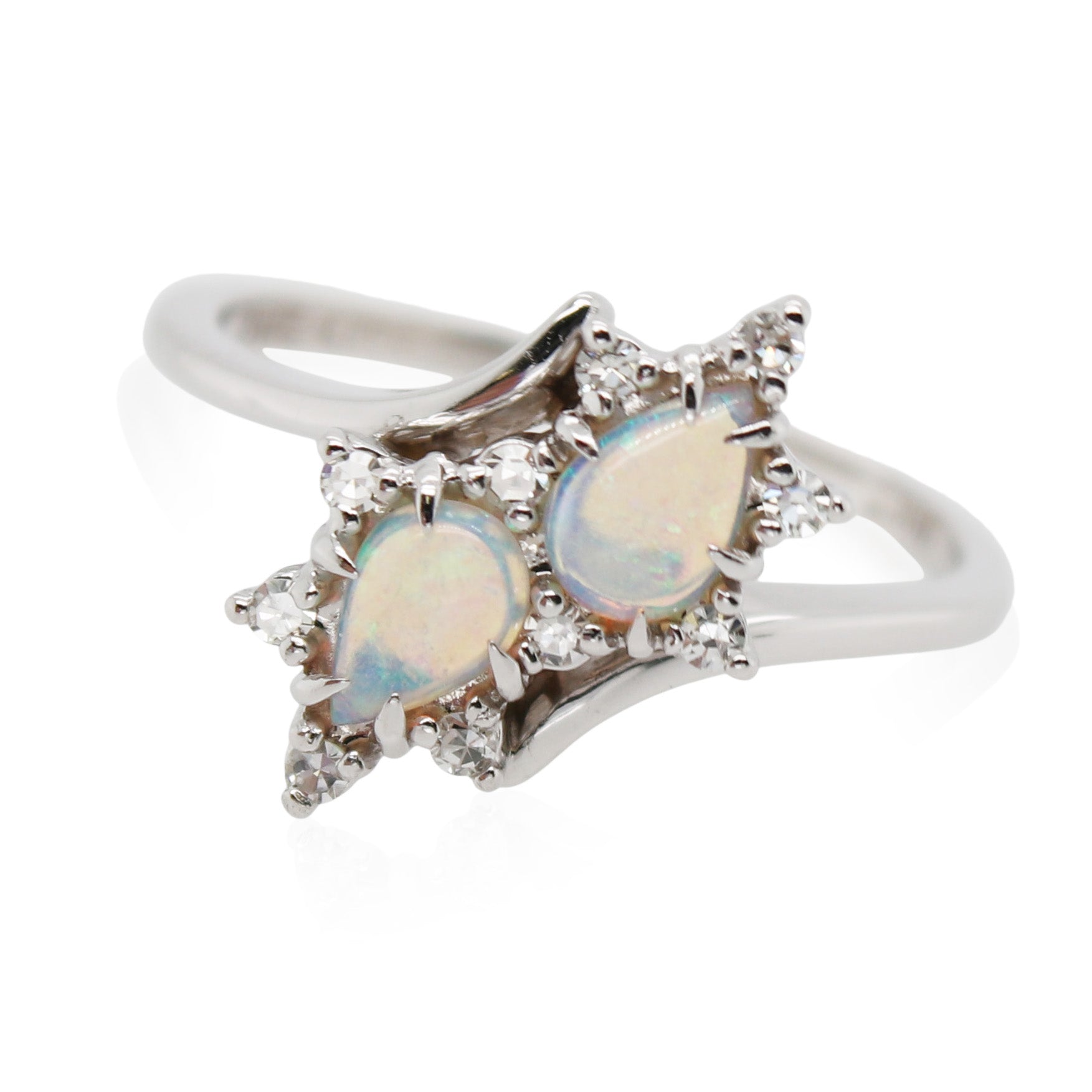 Pear Shaped Opal and Diamond Ring