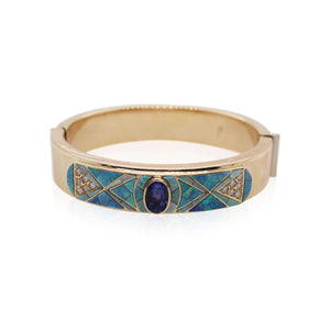 Sapphire, Opal, and Diamond Bangle Bracelet