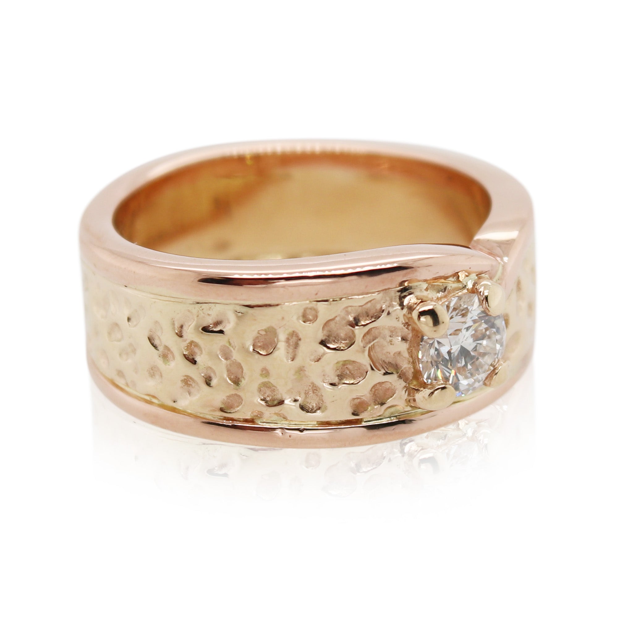 Rose Gold Hammered Diamond Band