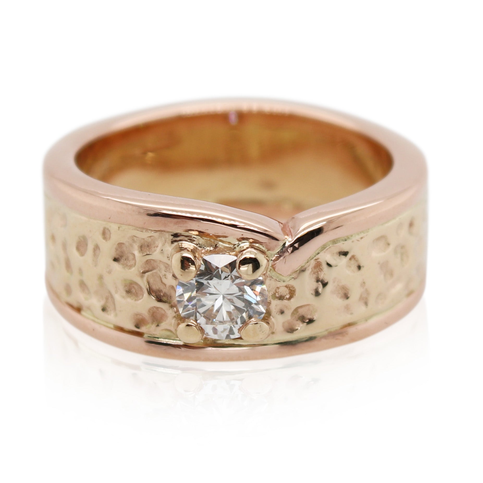 Rose Gold Hammered Diamond Band