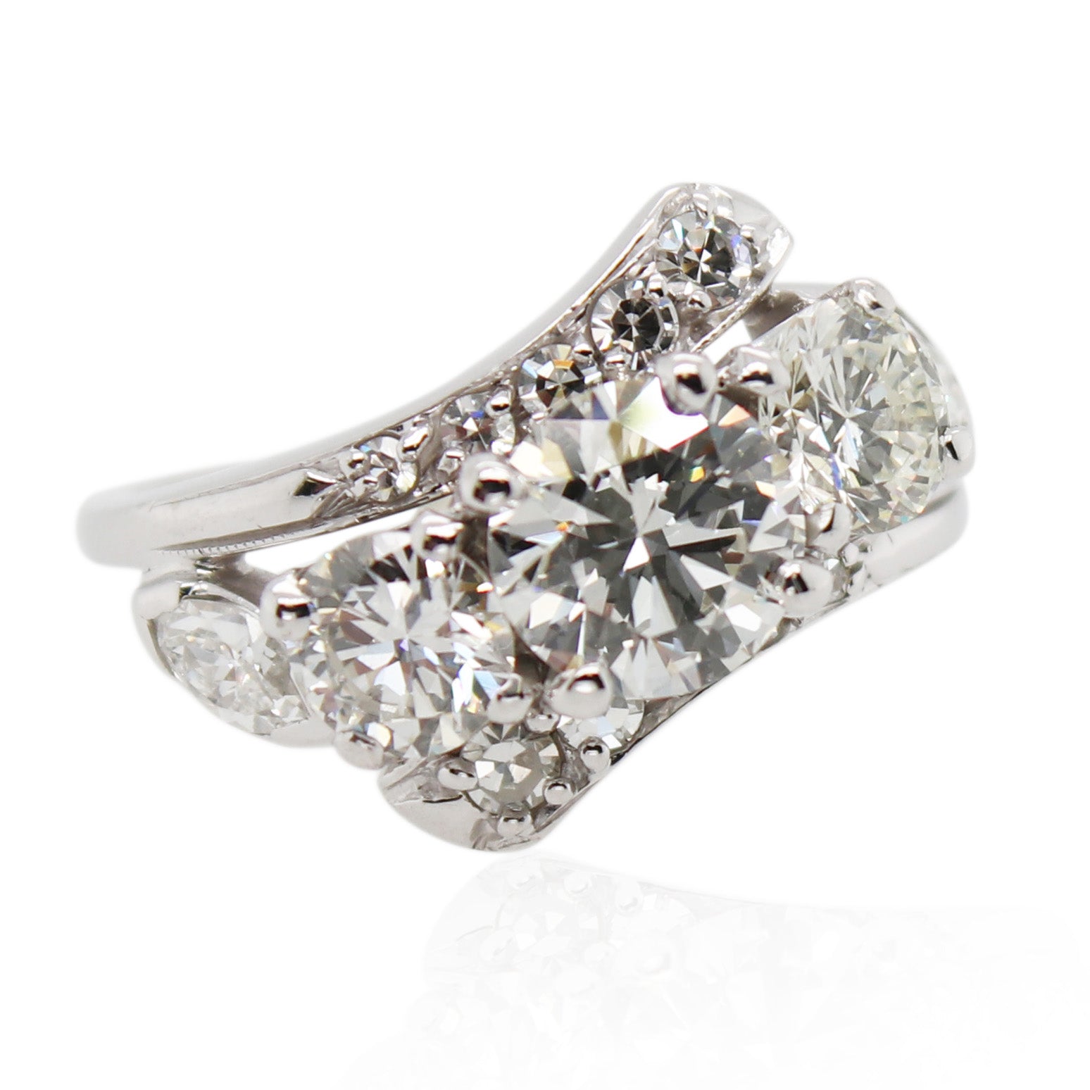 White Gold Diamond Bypass Ring