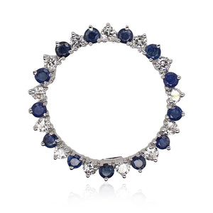 Alternating Diamond and Sapphire Brooch