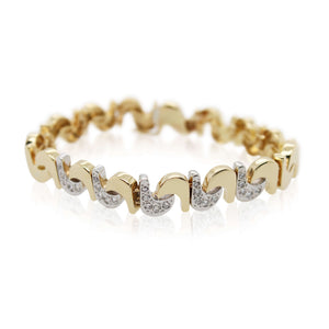 Yellow and White Gold Diamond Link Bracelet