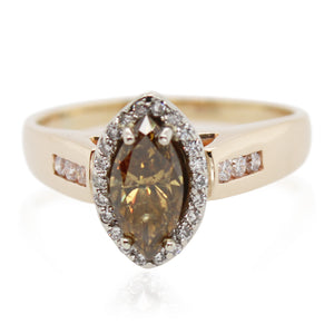 0.75ct Marquise Deep Brown Diamond Ring