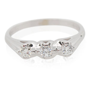 Estate White Gold Diamond 3 Stone Ring
