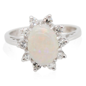 Estate Opal and Diamond Halo Ring