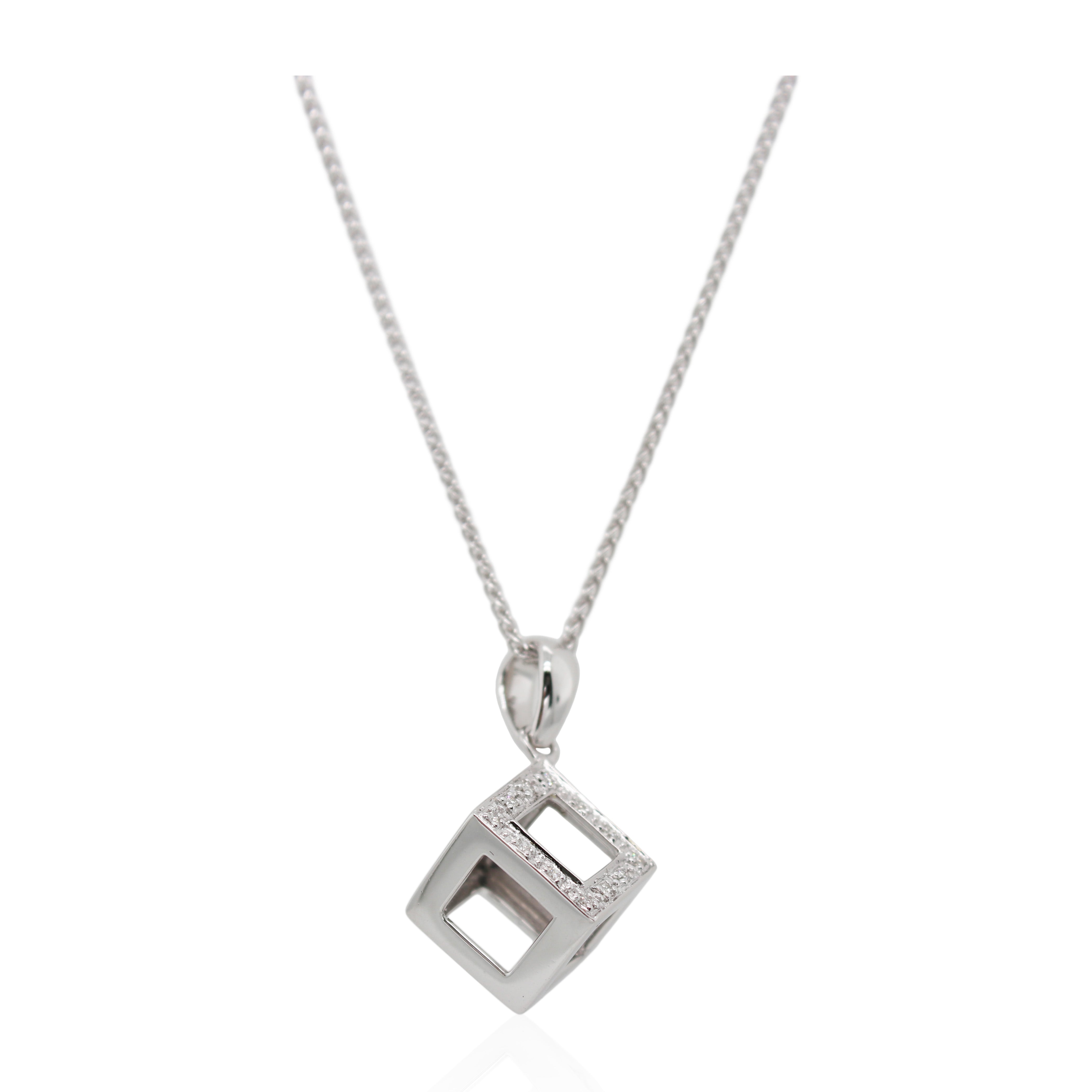 White Gold Diamond Box Pendant
