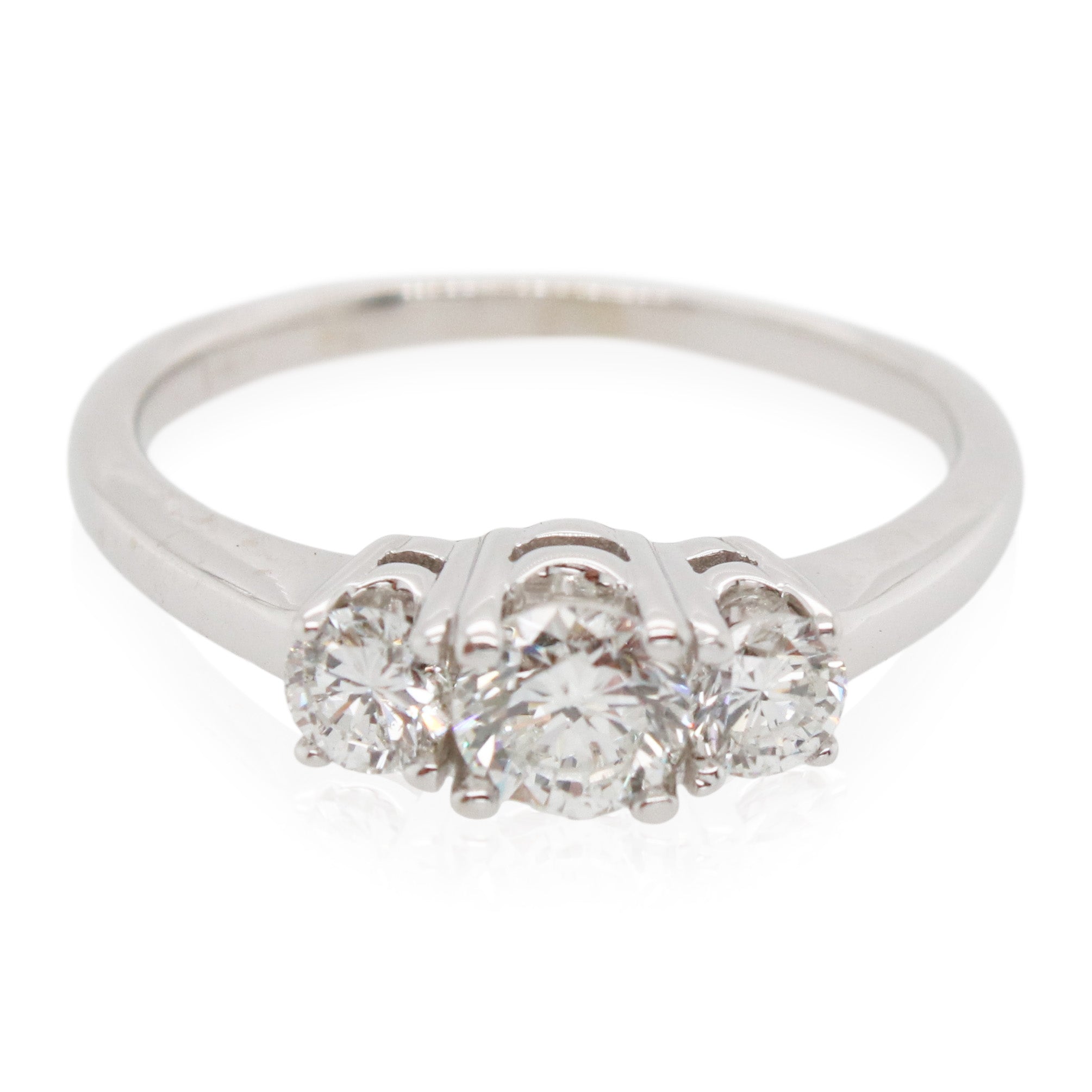 White Gold 3 Stone Estate Engagement Ring