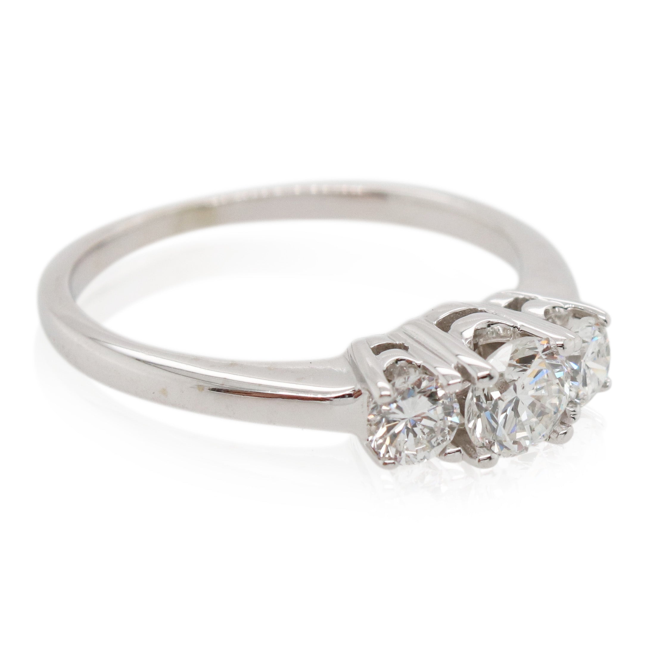 White Gold 3 Stone Estate Engagement Ring
