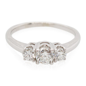 White Gold 3 Stone Estate Engagement Ring