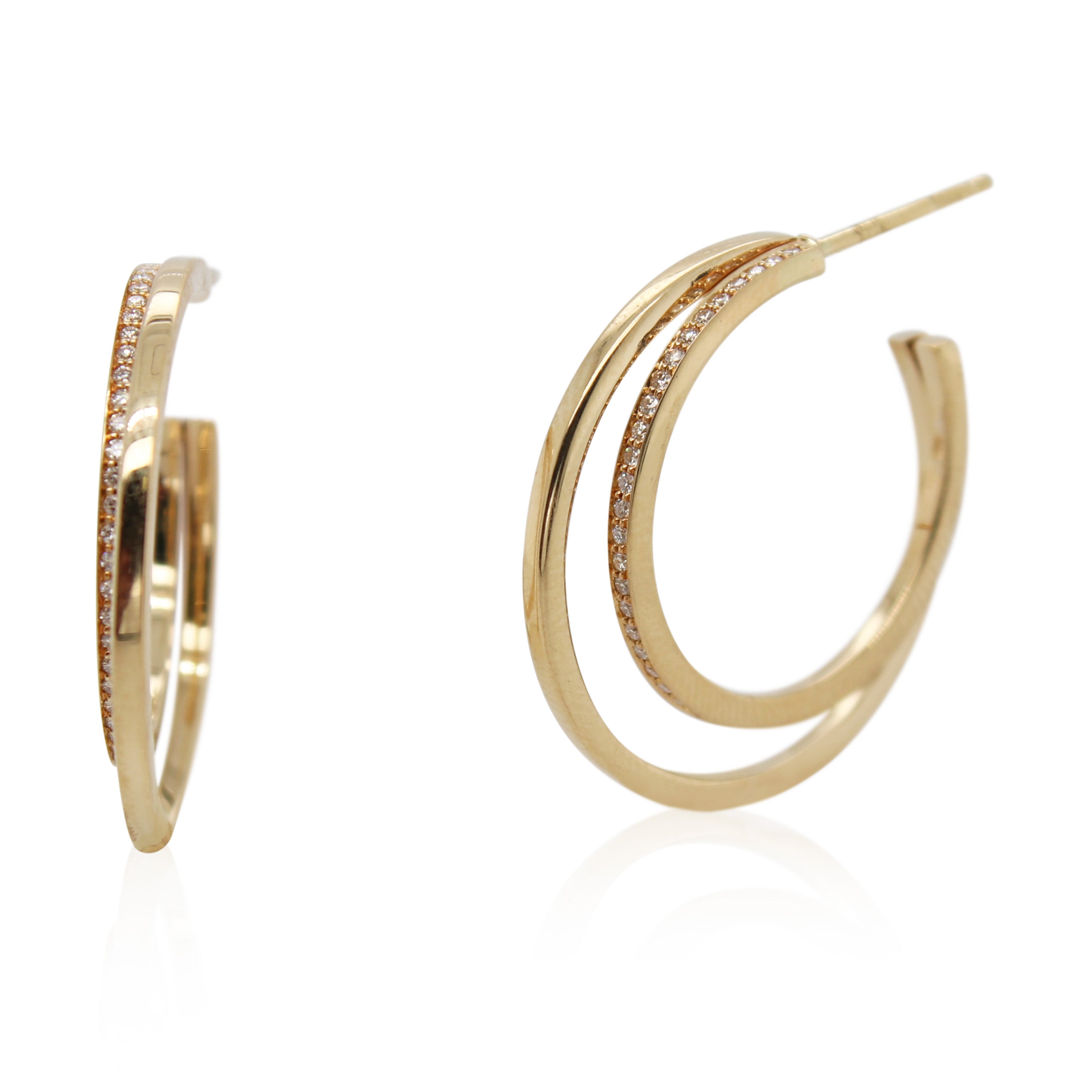Yellow Gold Georg Jensen Diamond Hoops
