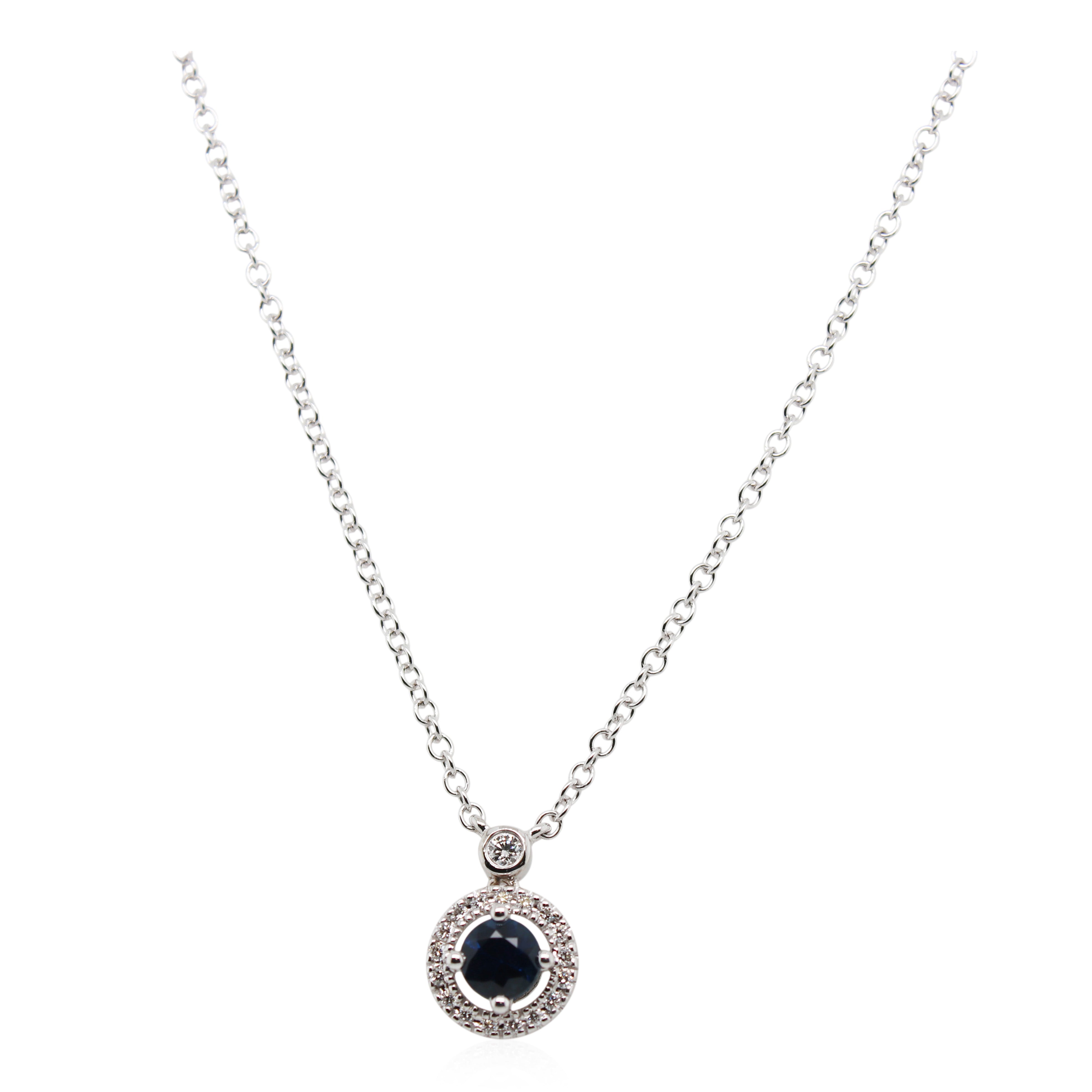 White Gold 0.55ct Sapphire and Diamond Pendant