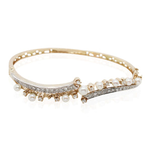 Pearl and Diamond Bypass Bracelet