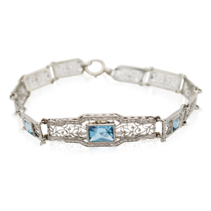 Emerald Cut Aquamarine Filigree Bracelet