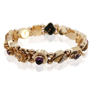 Amethyst, Pearl, and Diamond Victorian Bracelet