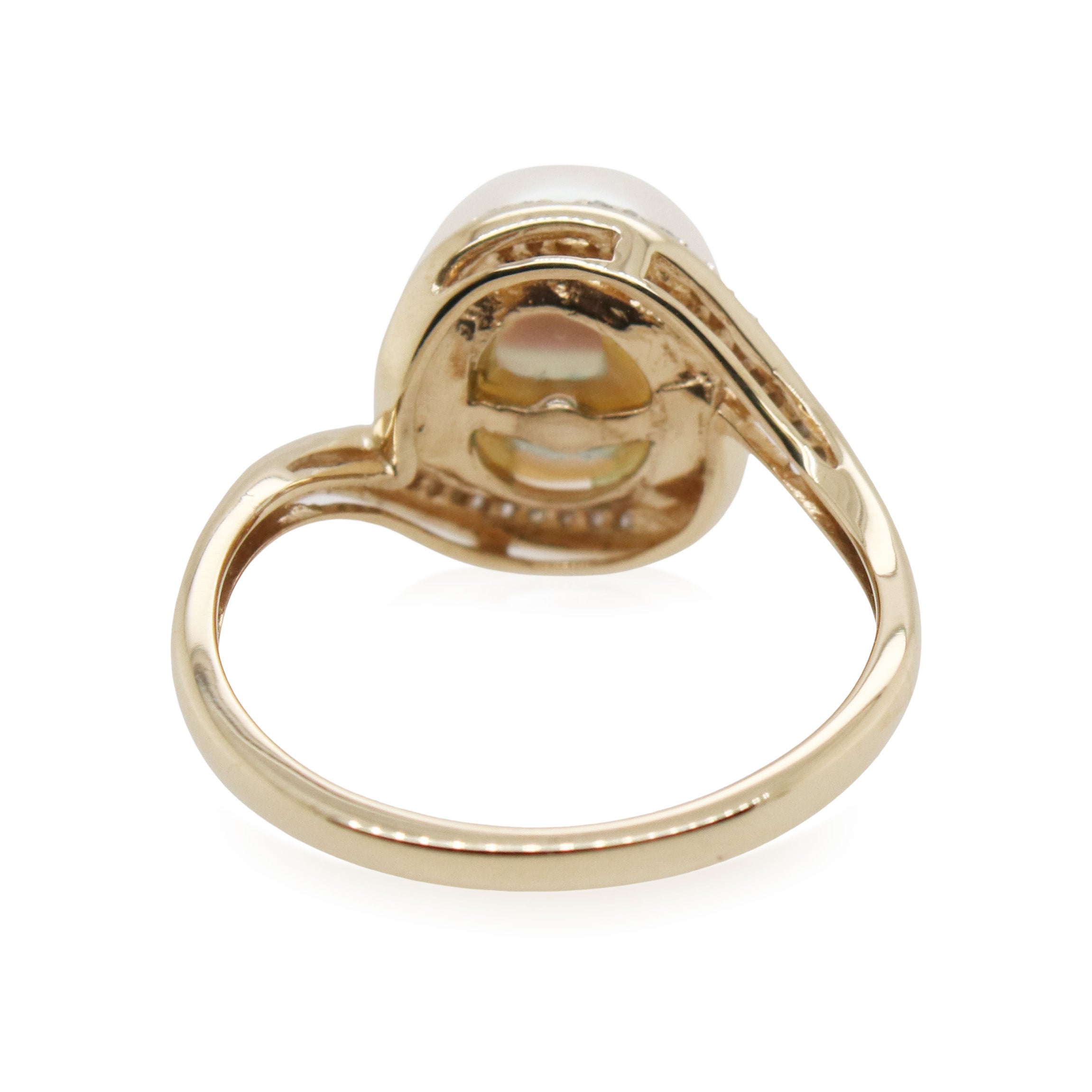 Pearl and Diamond Bypass Ring