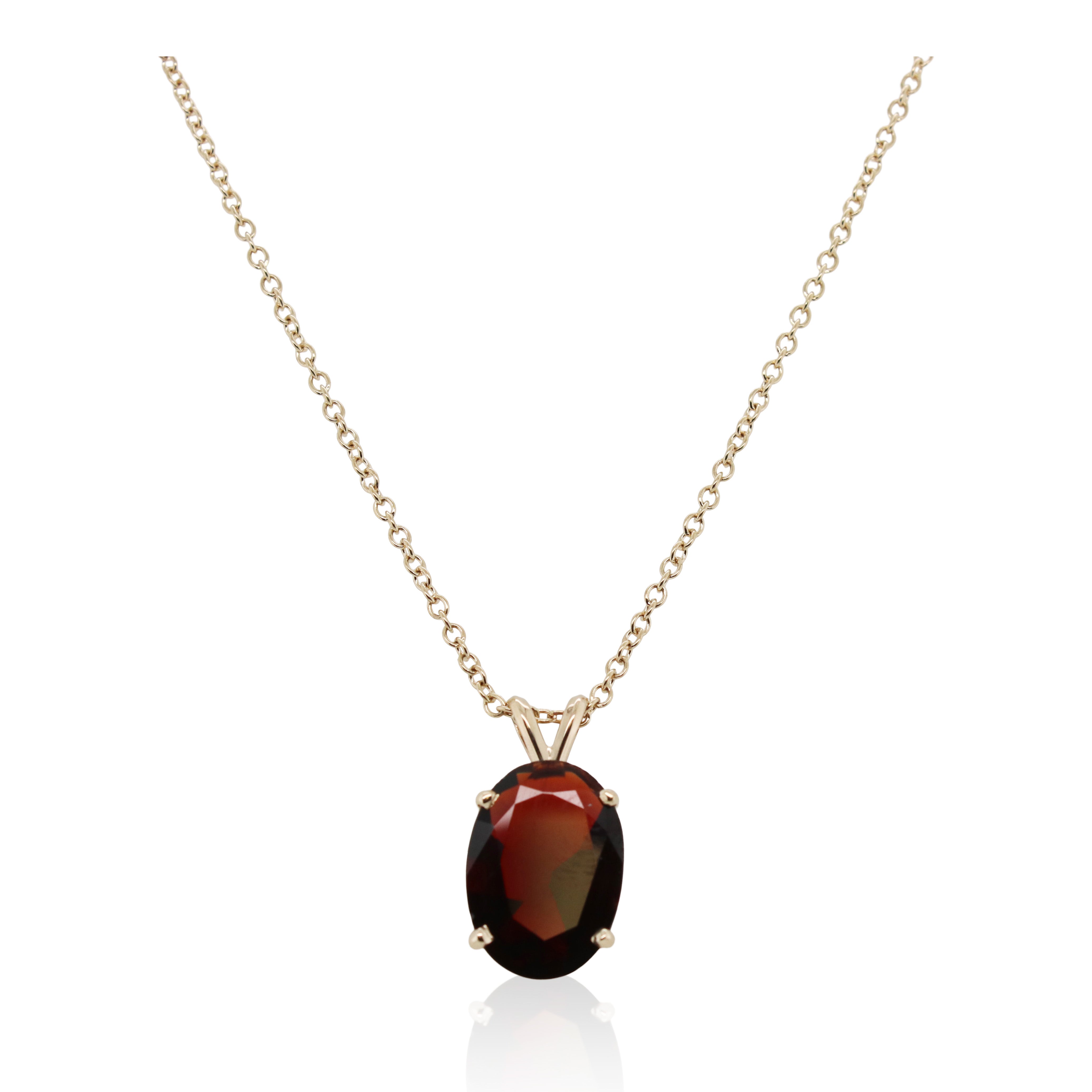Large Oval Garnet Solitaire Pendant