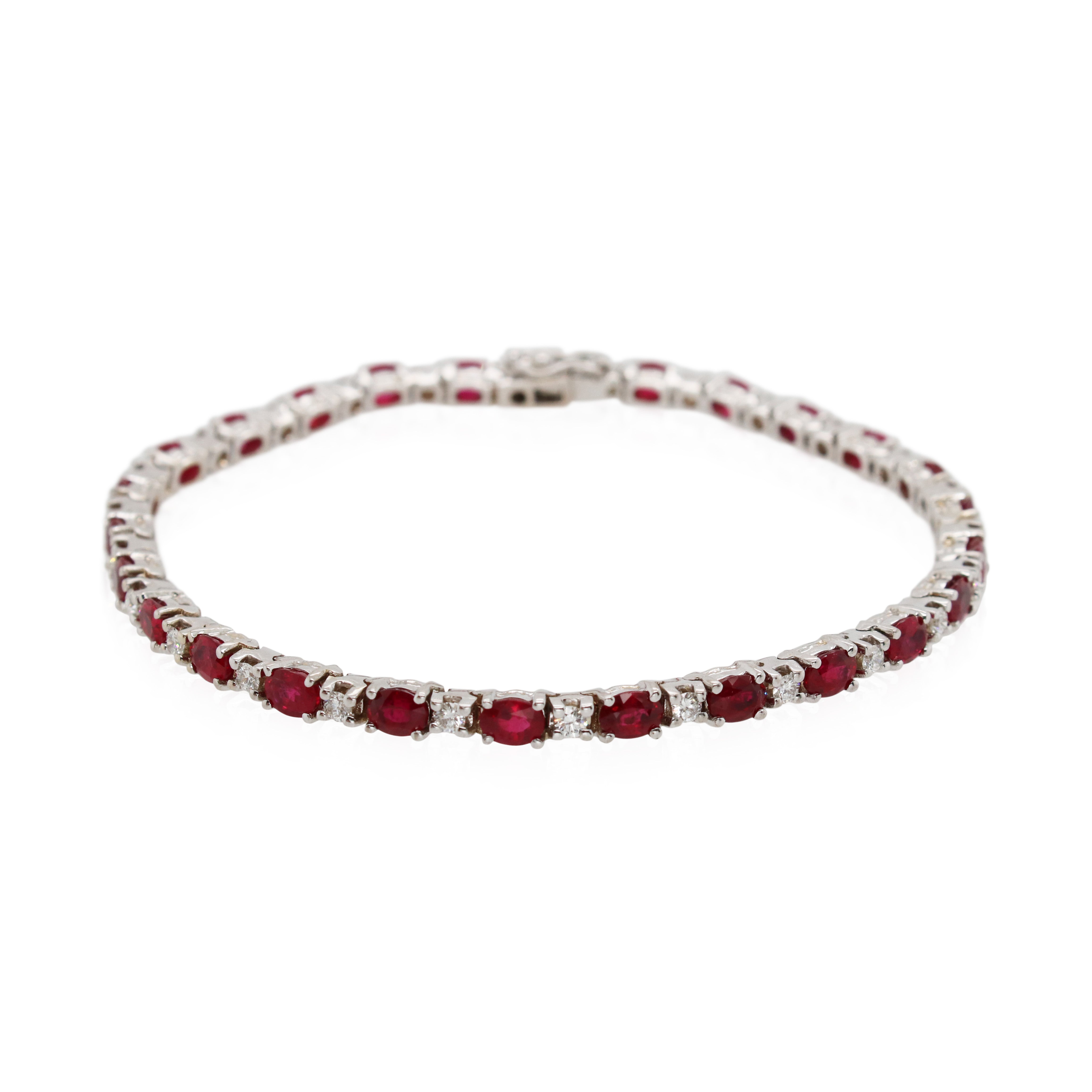 Estate Alternating Ruby and Diamond Bracelet