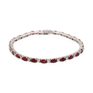 Estate Alternating Ruby and Diamond Bracelet