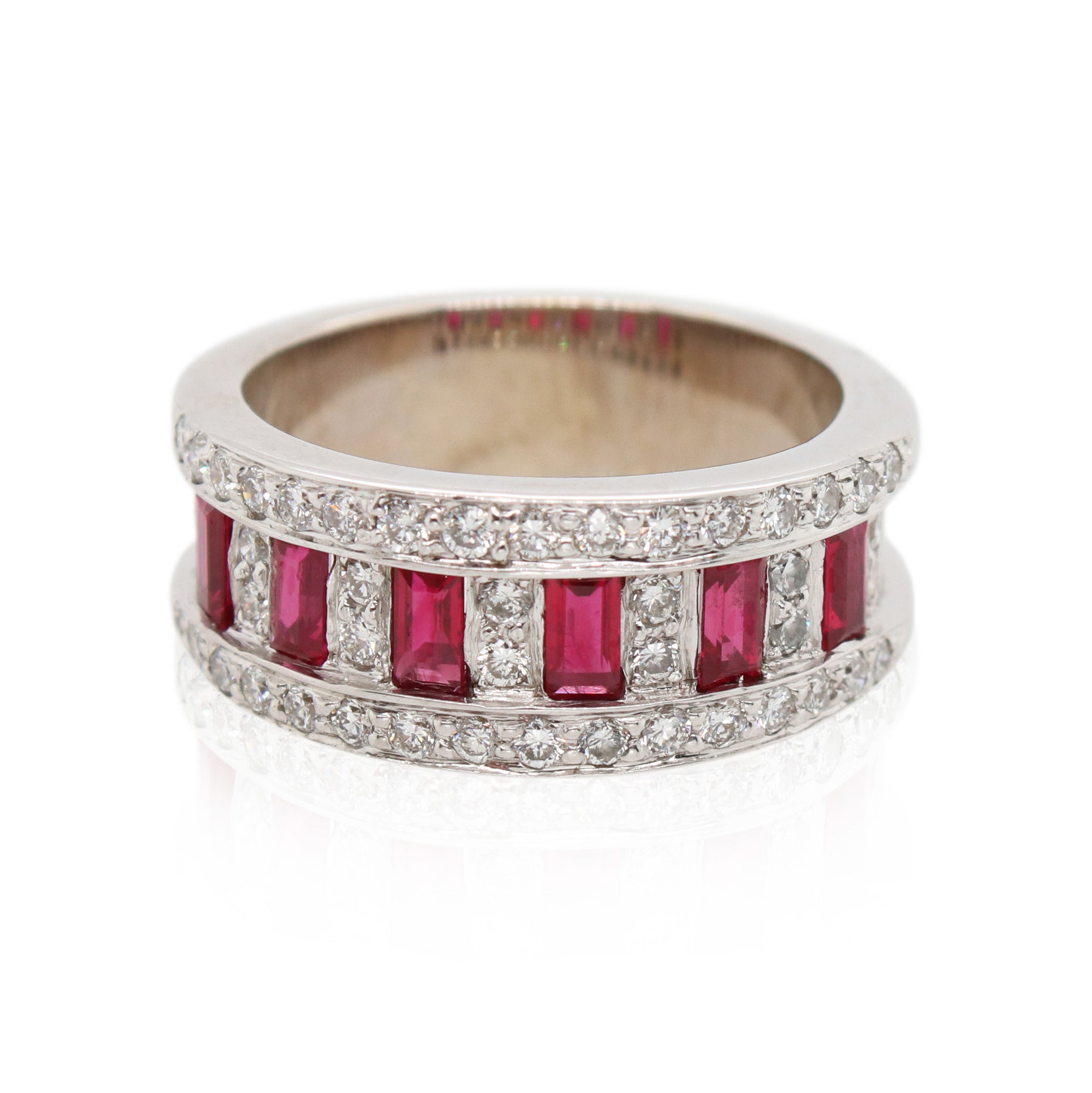 Emerald Cut Ruby and Diamond Ring