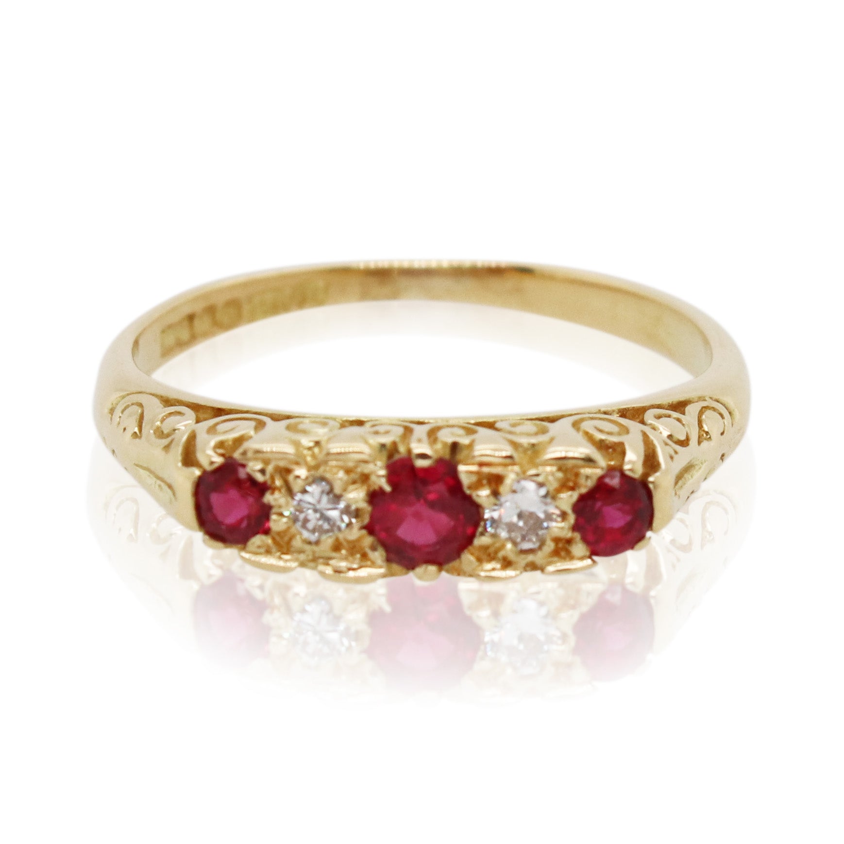 Estate Ruby and Diamond Swirl Ring