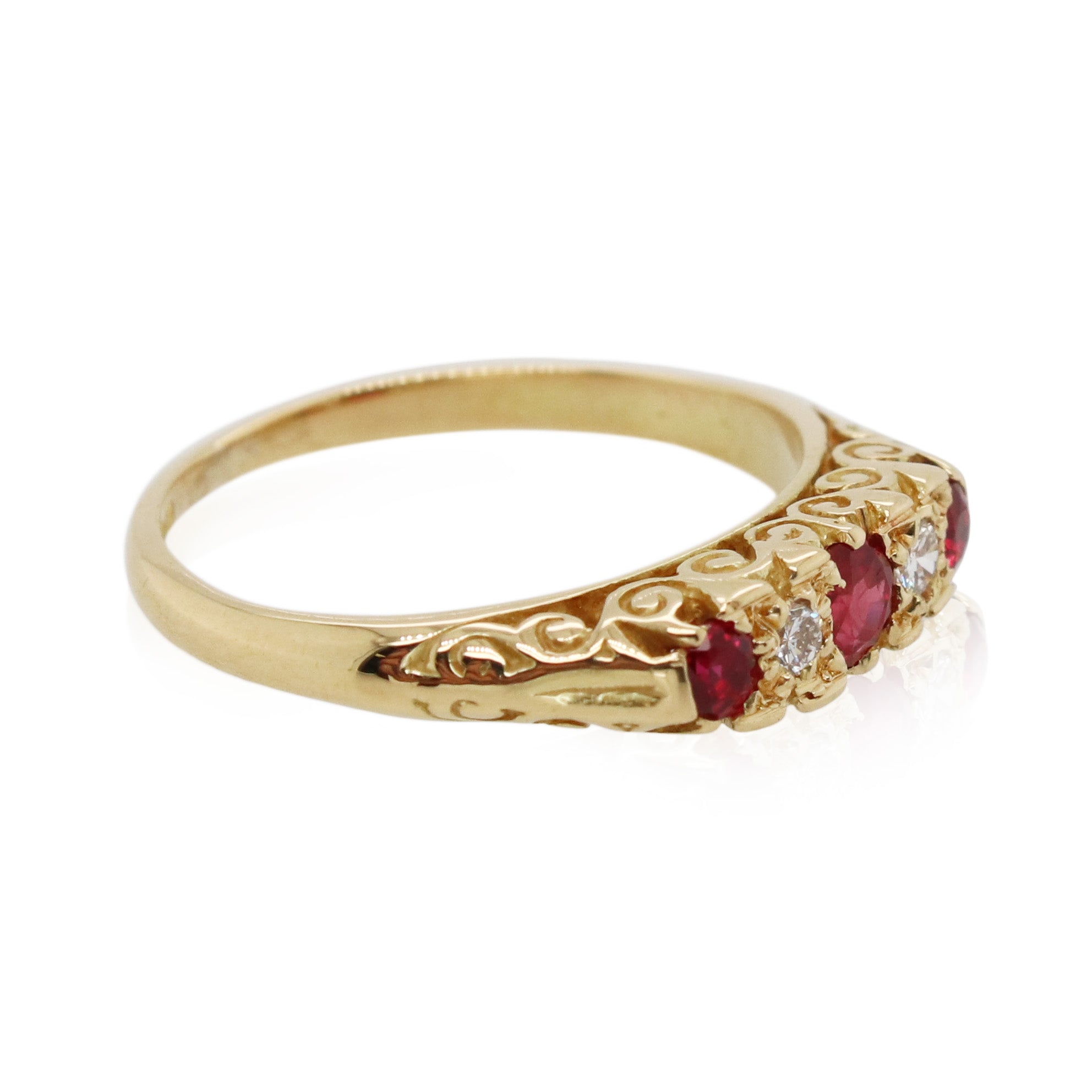 Estate Ruby and Diamond Swirl Ring