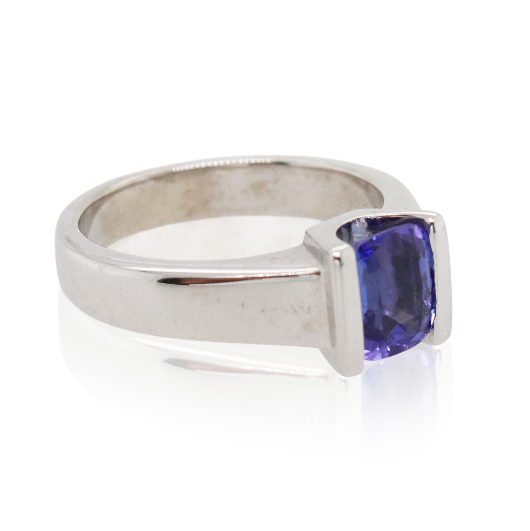 Cushion Cut Tanzanite Solitaire Ring