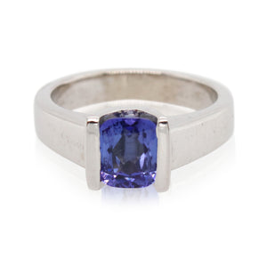 Cushion Cut Tanzanite Solitaire Ring
