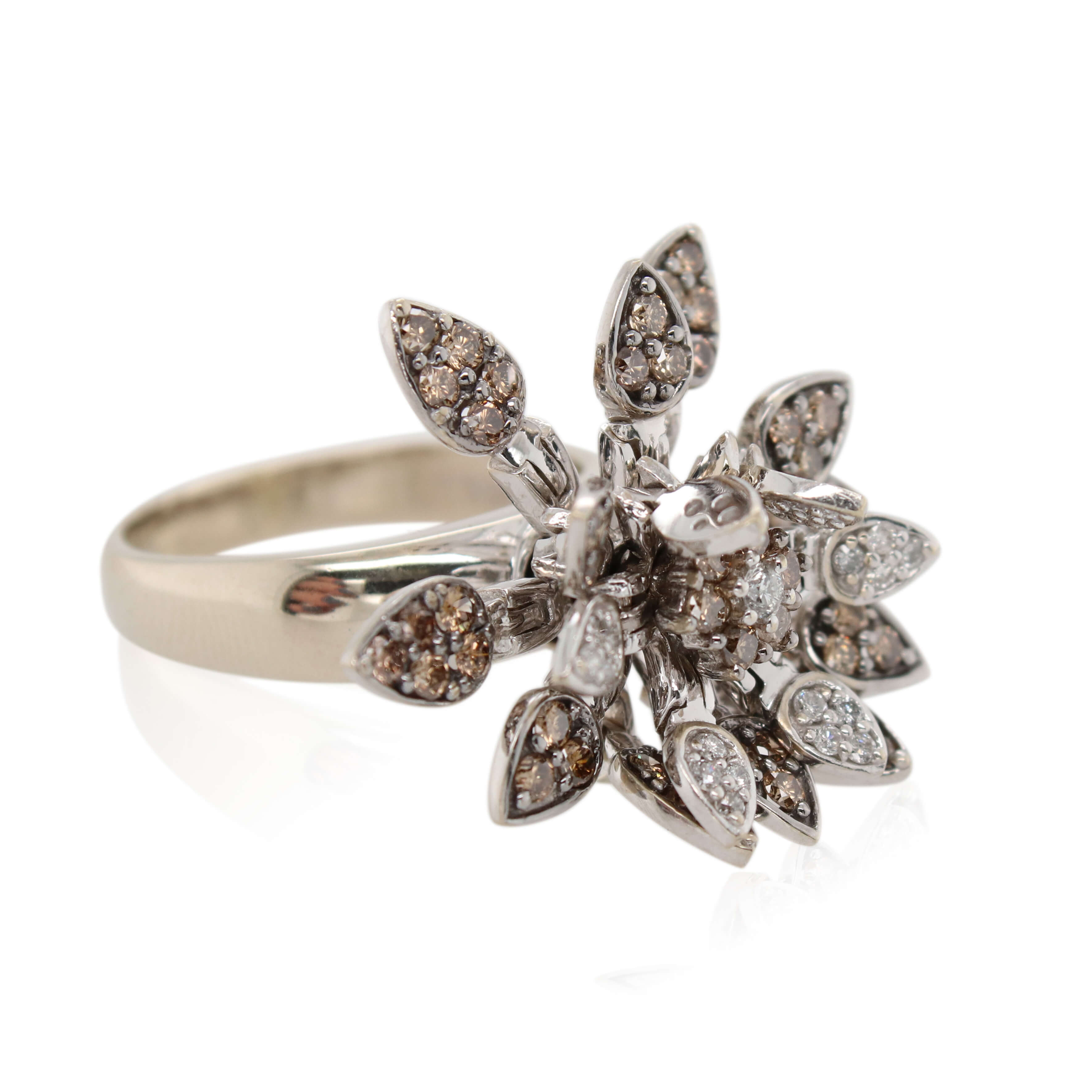 White Gold Diamond Flower Ring