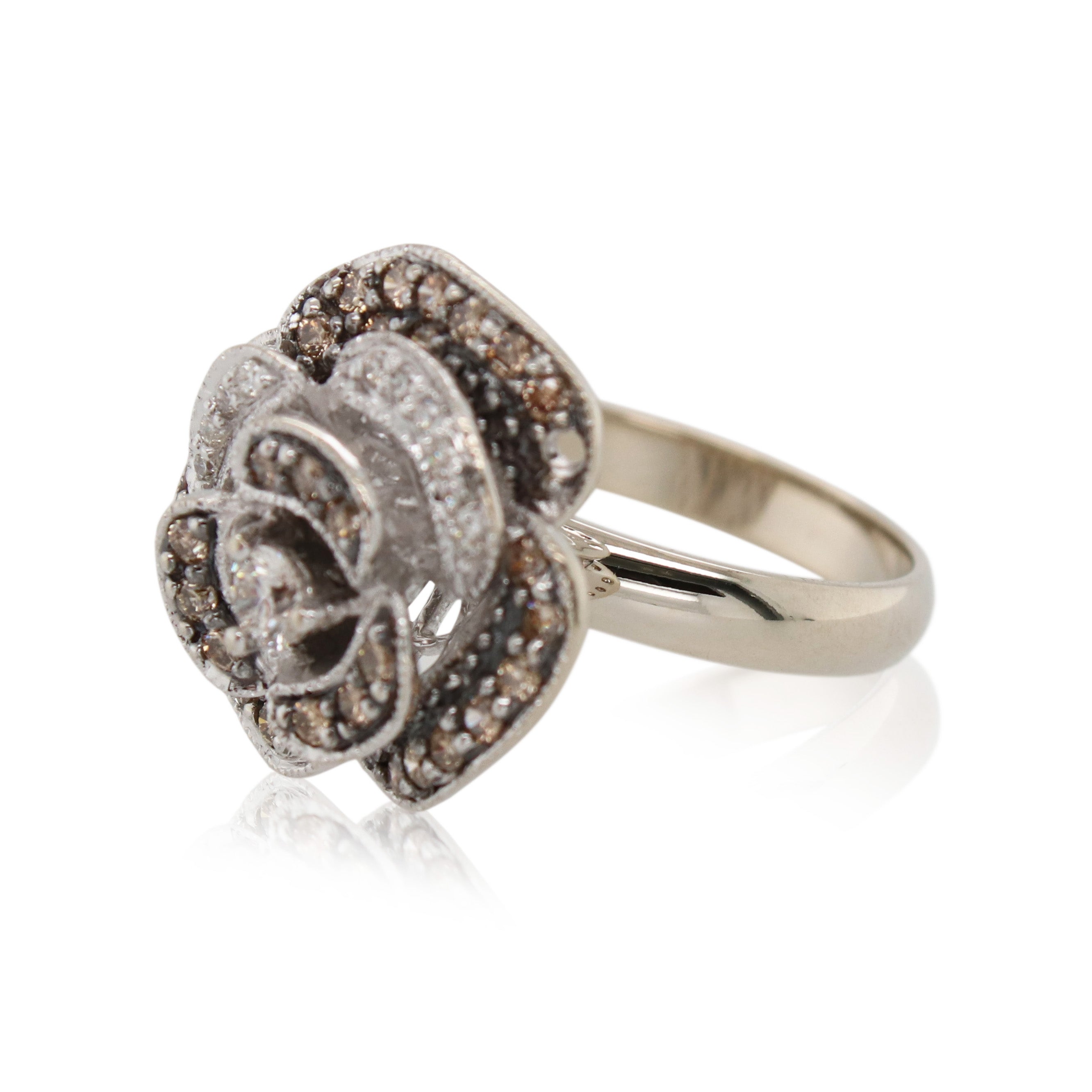 White Gold Diamond Flower Ring