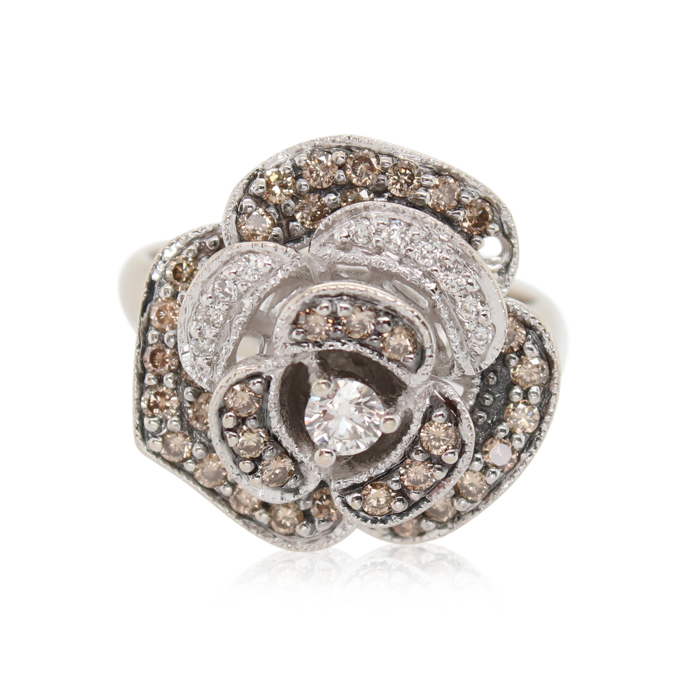 White Gold Diamond Flower Ring