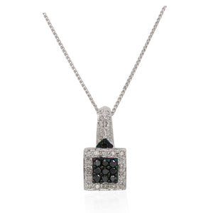 White Gold Black Sapphire and Diamond Pendant
