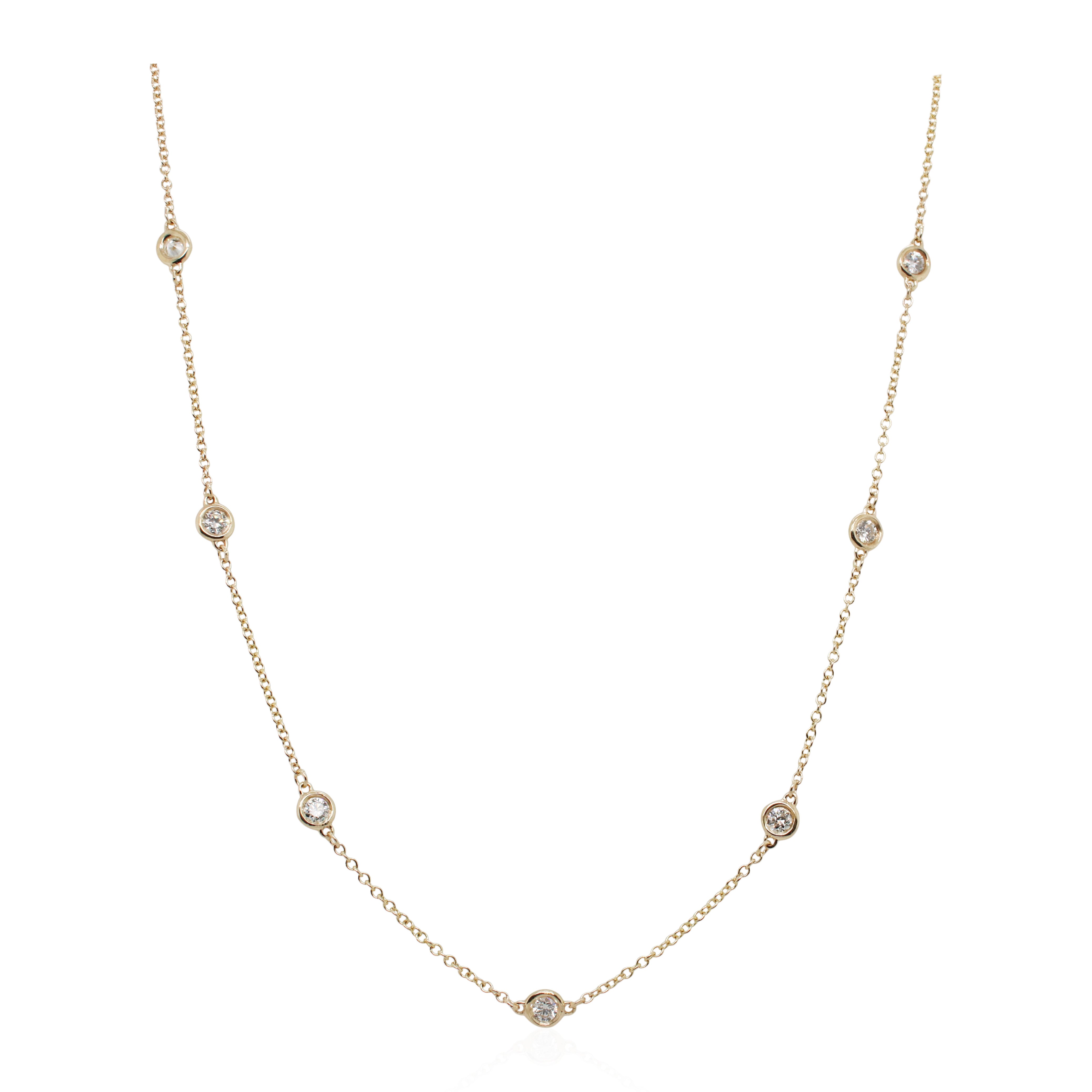 Yellow Gold Diamond 7 Station Necklace
