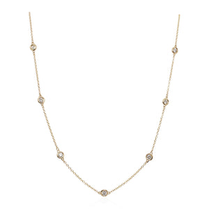 Yellow Gold Diamond 7 Station Necklace