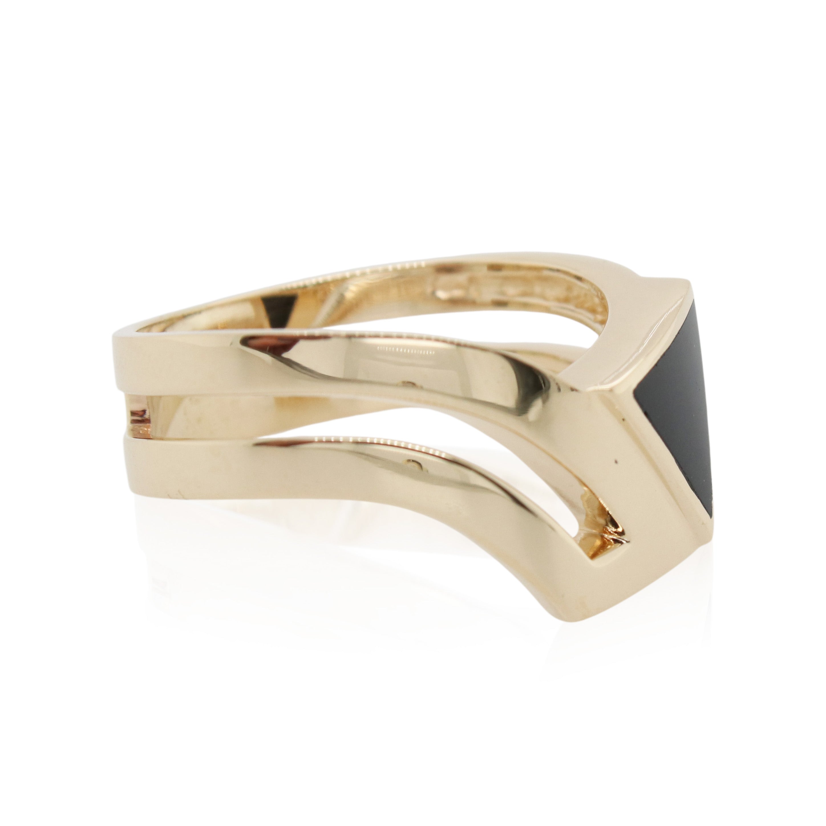 Trillion Cut Black Onyx Bypass Ring