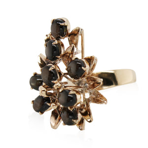 Star Sapphire Floral Cluster Ring