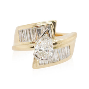 0.92ct Pear Shaped Diamond Bypass Ring