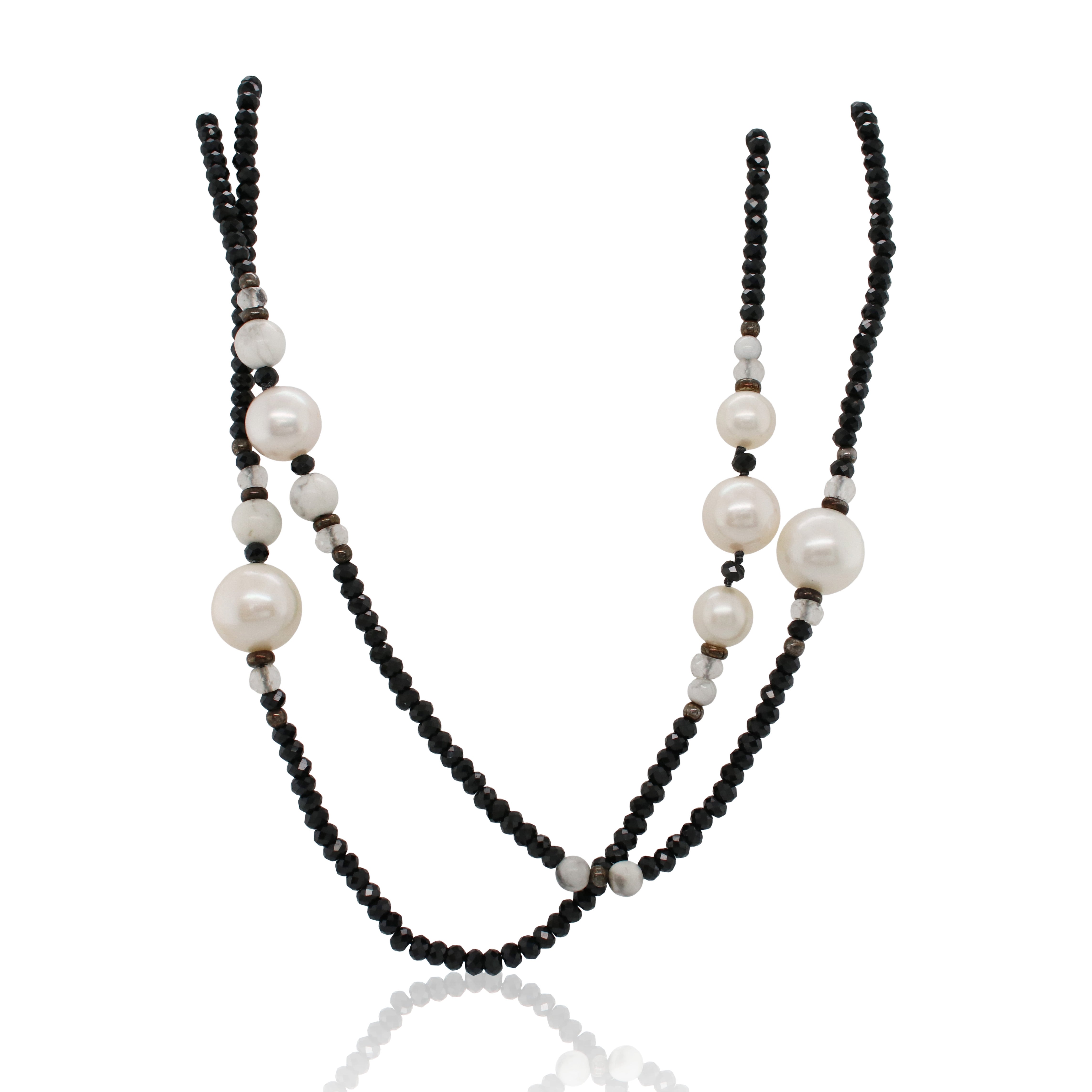 Estate David Yurman Pearl and Black Spinel Beaded Necklace