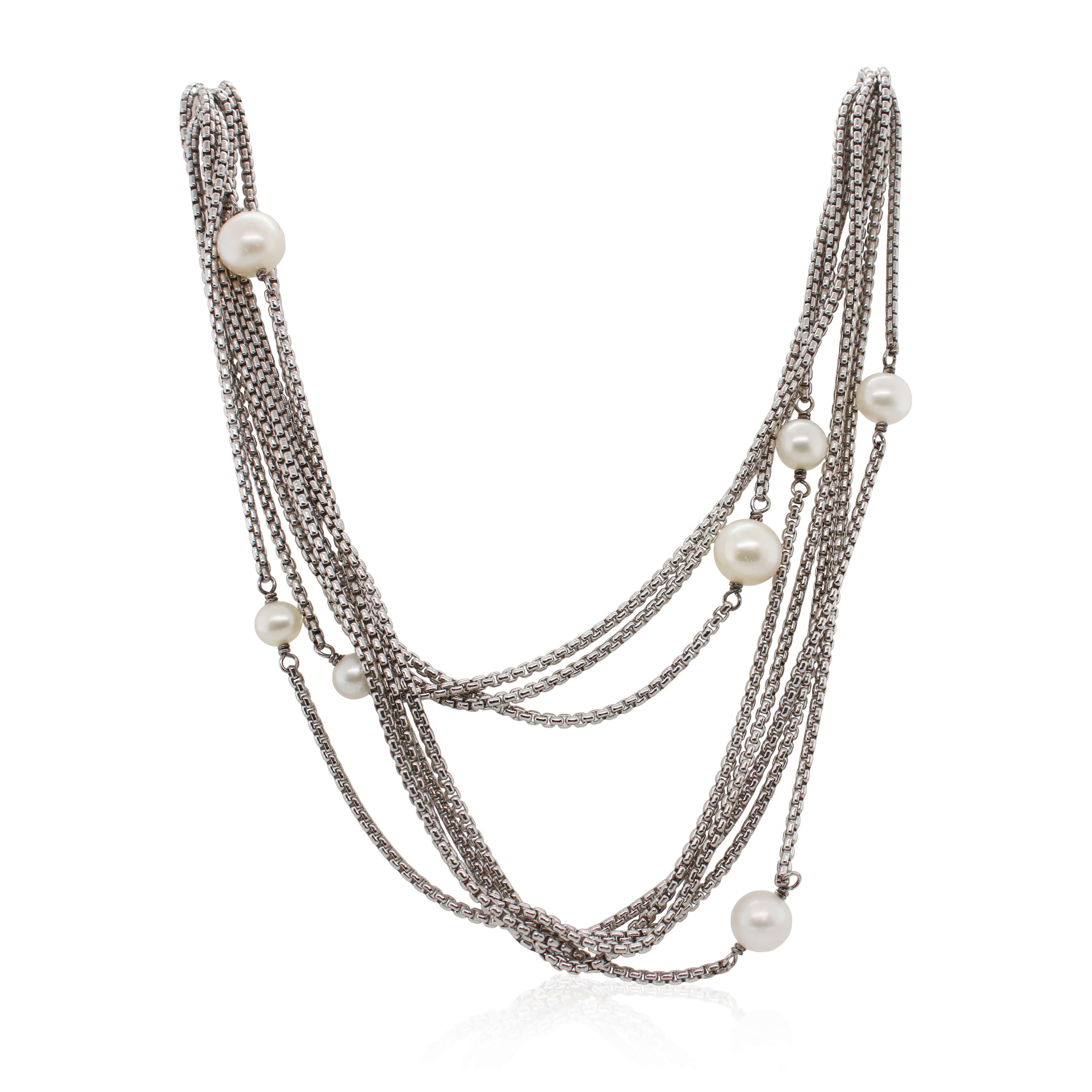 Estate David Yurman Pearl Station 4 Row 36" Necklace