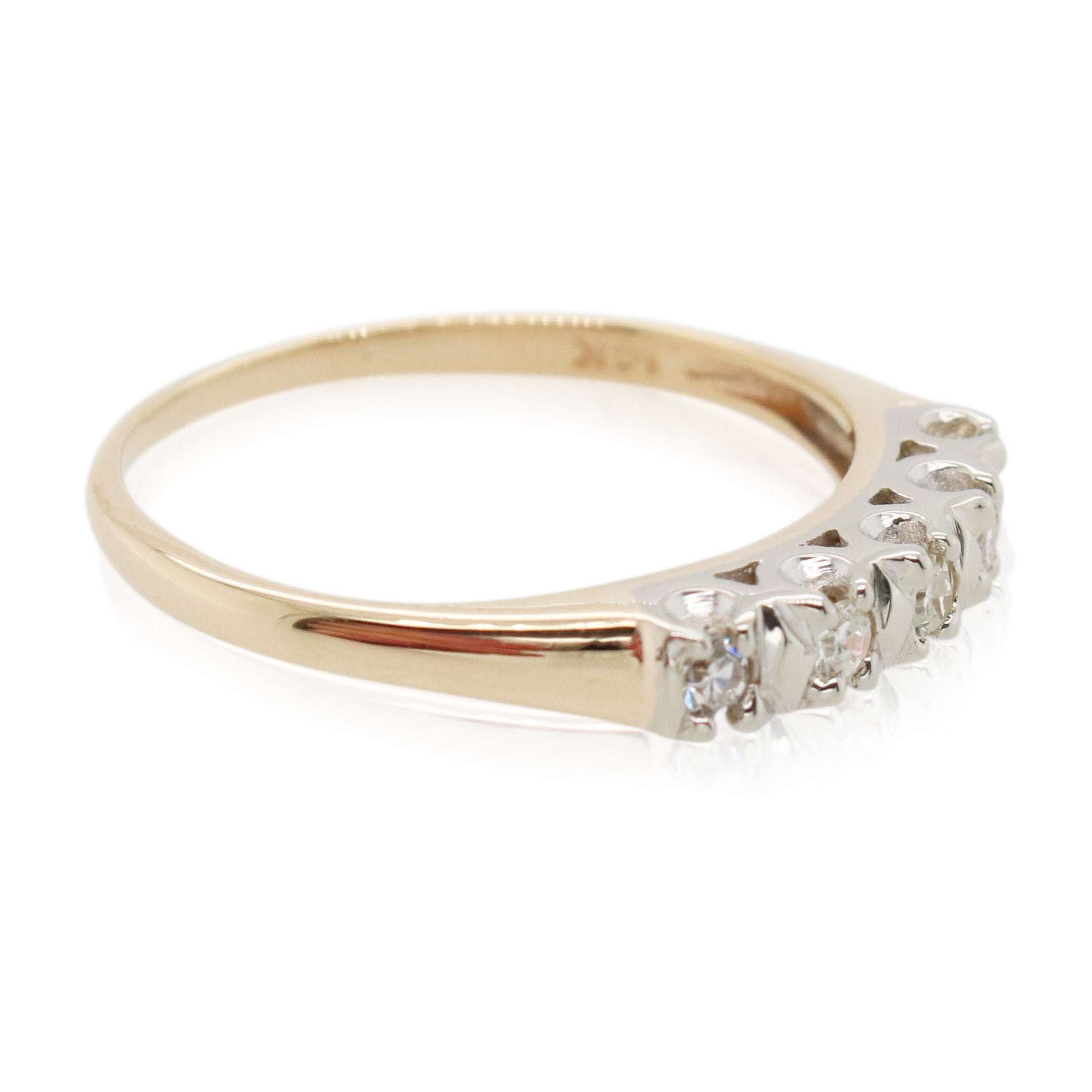 Estate Yellow Gold 5 Diamond Band
