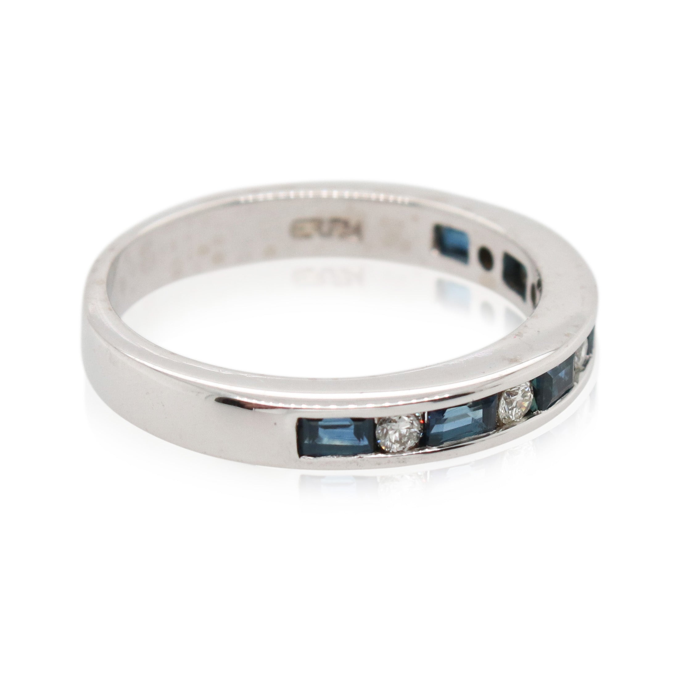 Baguette Sapphire and Round Diamond Band