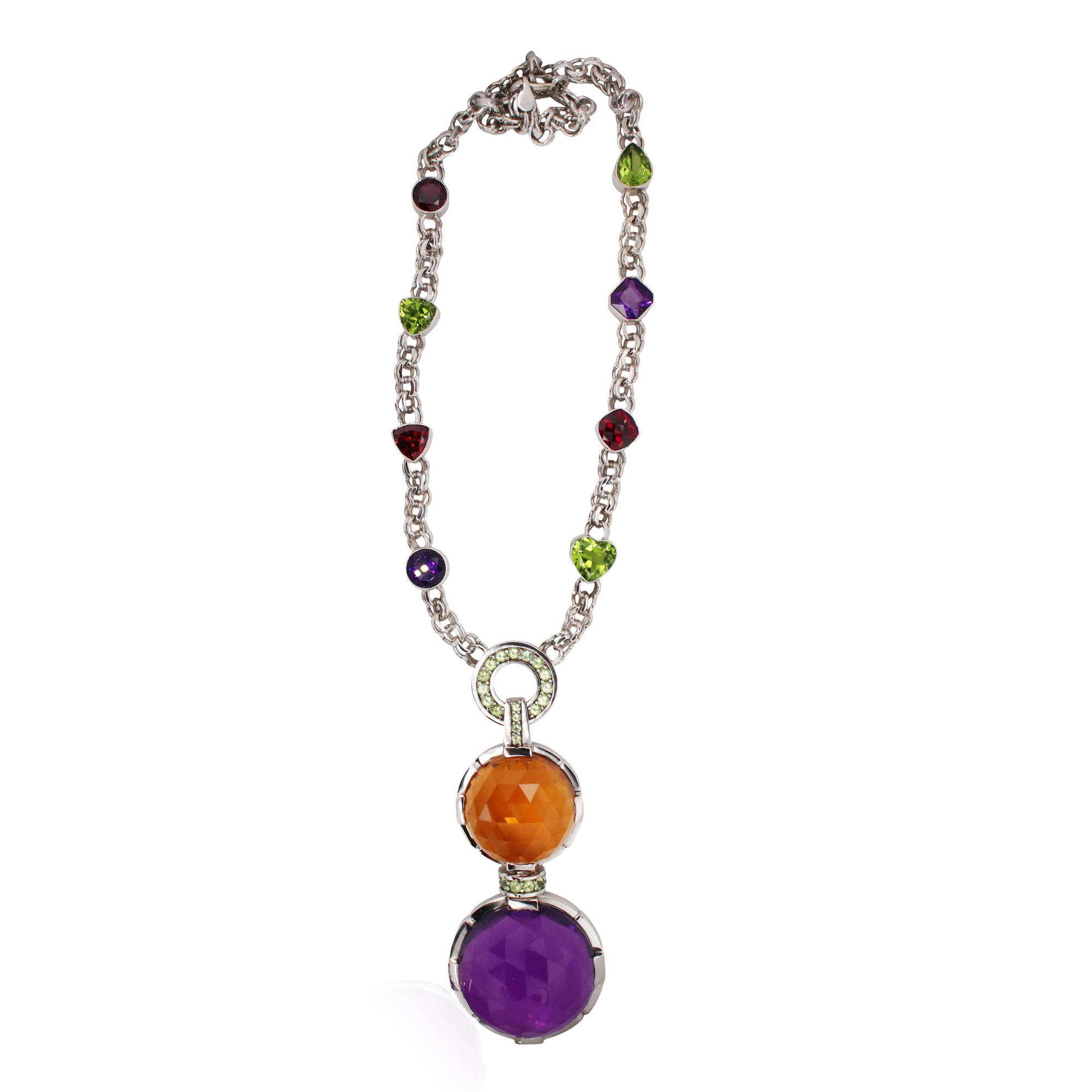 Estate Multi-Gemstone Domed Necklace