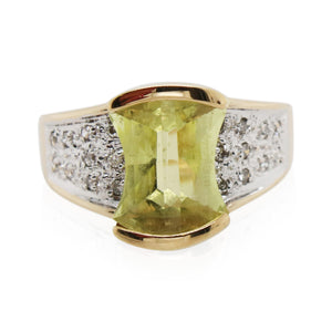 Half Bezel Set Lemon Citrine and Diamond Ring