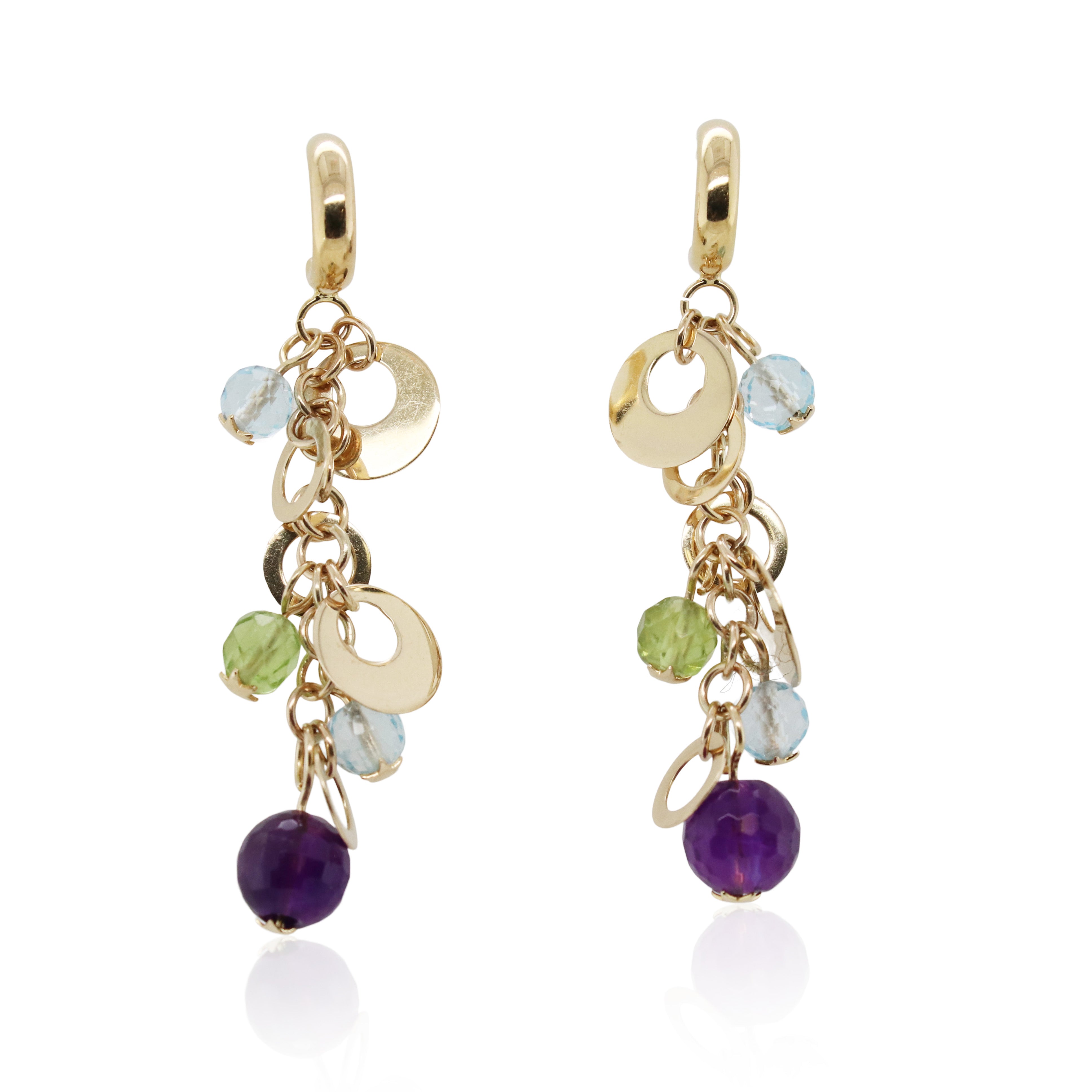 Multi-Gemstone Dangle Earrings