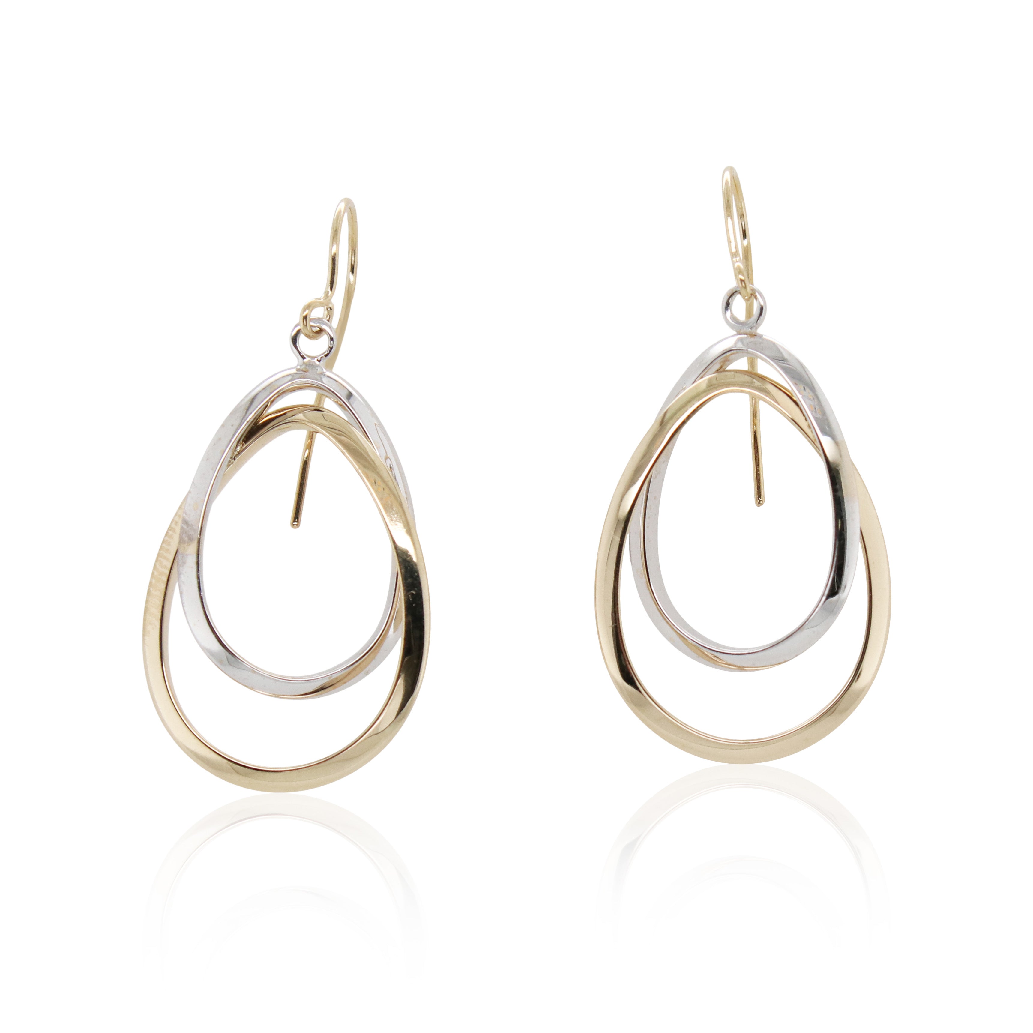 Two-Tone Oval Dangle Earrings