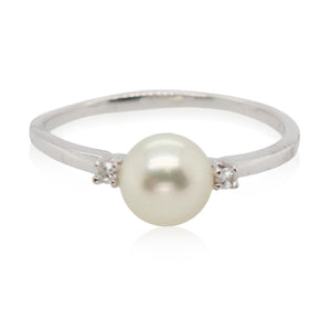 Estate Pearl and Diamond Accented Ring